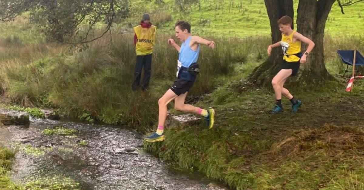 Young Nidderdale triathlete Angus Millar competing in a fell-running race.